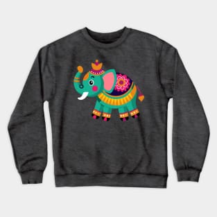 Colorful Ornamental Elphant Kids Crewneck Sweatshirt